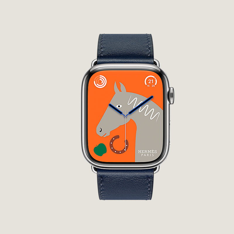 Series 9 case & Band Apple Watch Hermès Single Tour 45 mm | Hermès USA